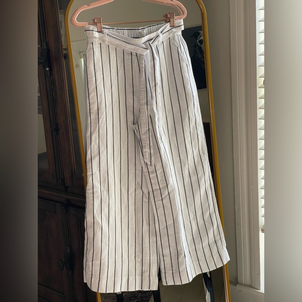 NWT Joie Blue and White Striped Nautical Hollis Pants w/ Belt
